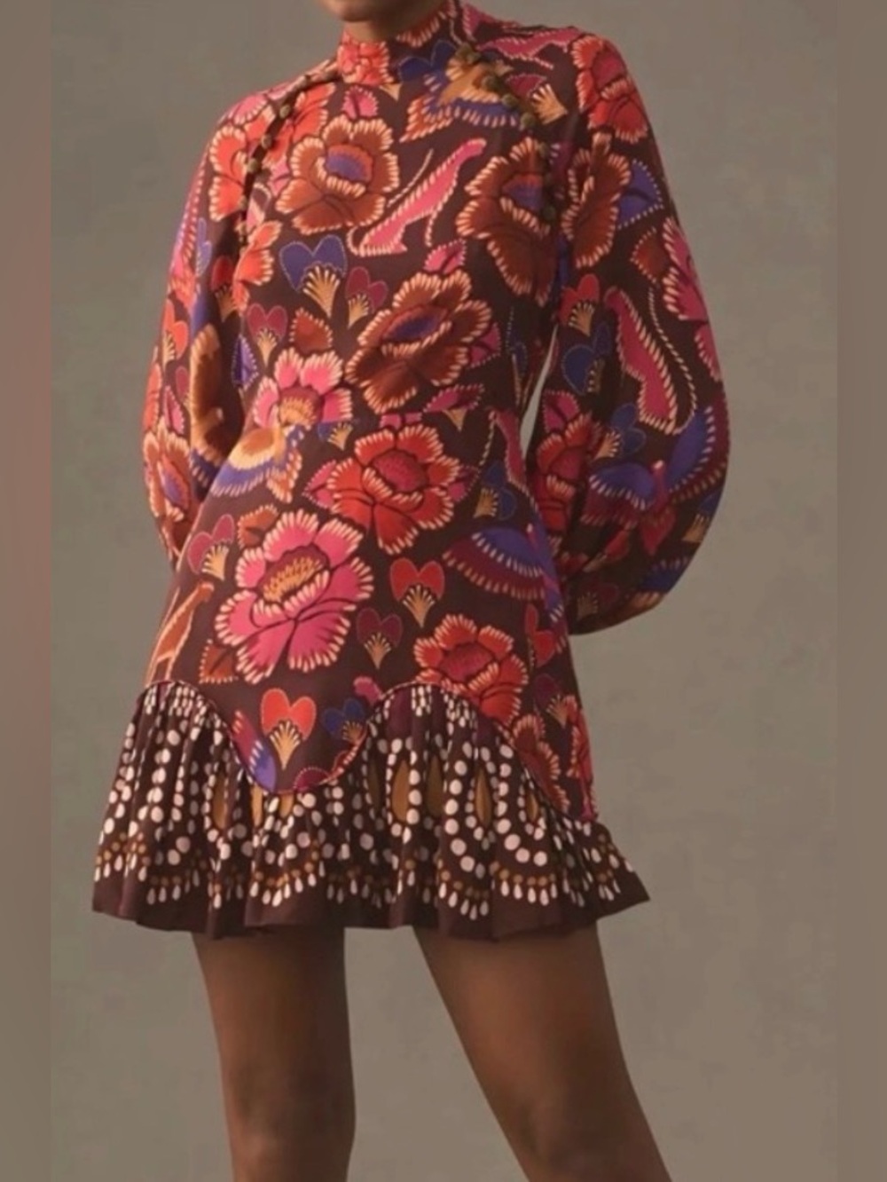 FARM Rio Flora High-Neck Mini Dress